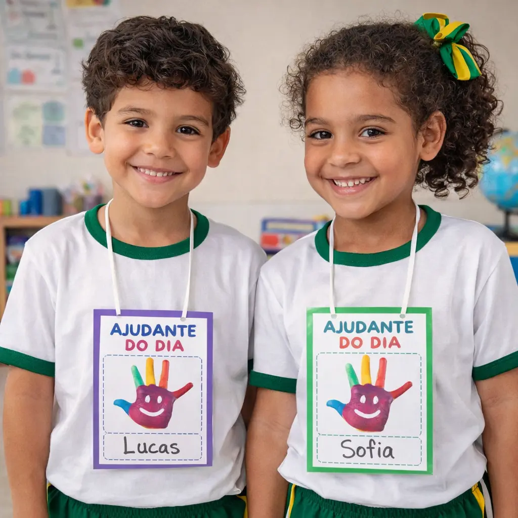 crachá ajudante do dia